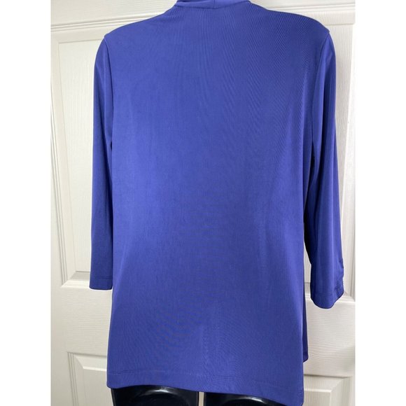 Easywear by Chicos Knit Cardigan Size 0 Womens Size S M 3/4 Sleeve Stretch Blue - Picture 6 of 9